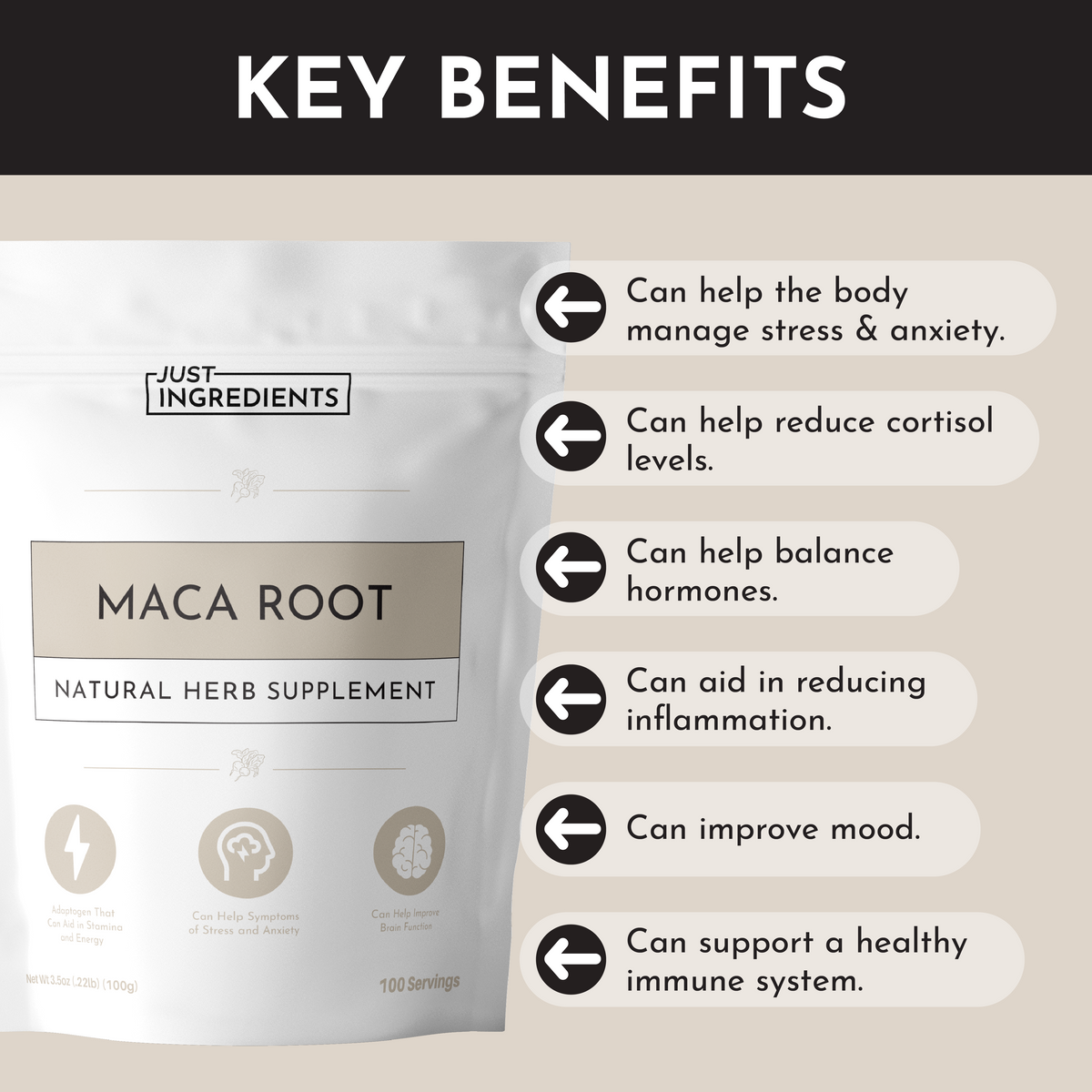 Organic Maca Root Powder, 100g